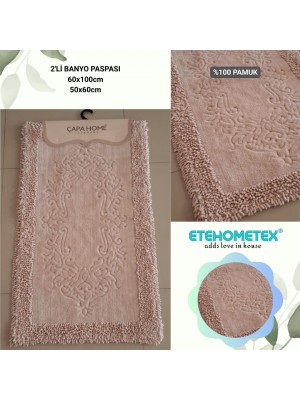 ÇAPA HOME PAMUK 2'Lİ BANYO PASPASI PUDRA 8696474231917